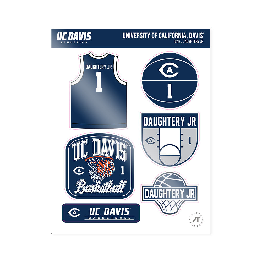 UC Davis - NCAA Men's Basketball : Carl Daughtery Jr - Sticker Sheet-0