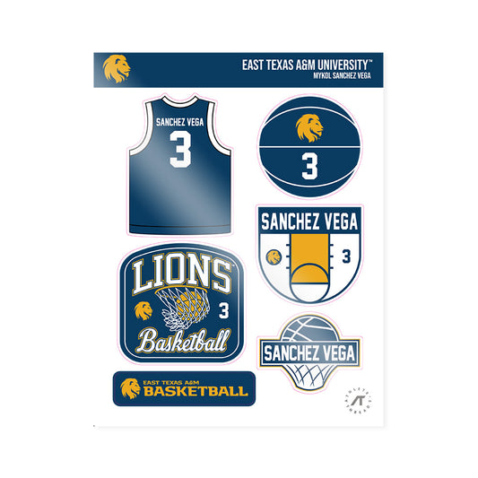 ETAMU - NCAA Men's Basketball : Mykol Sanchez Vega - Sticker Sheet-0