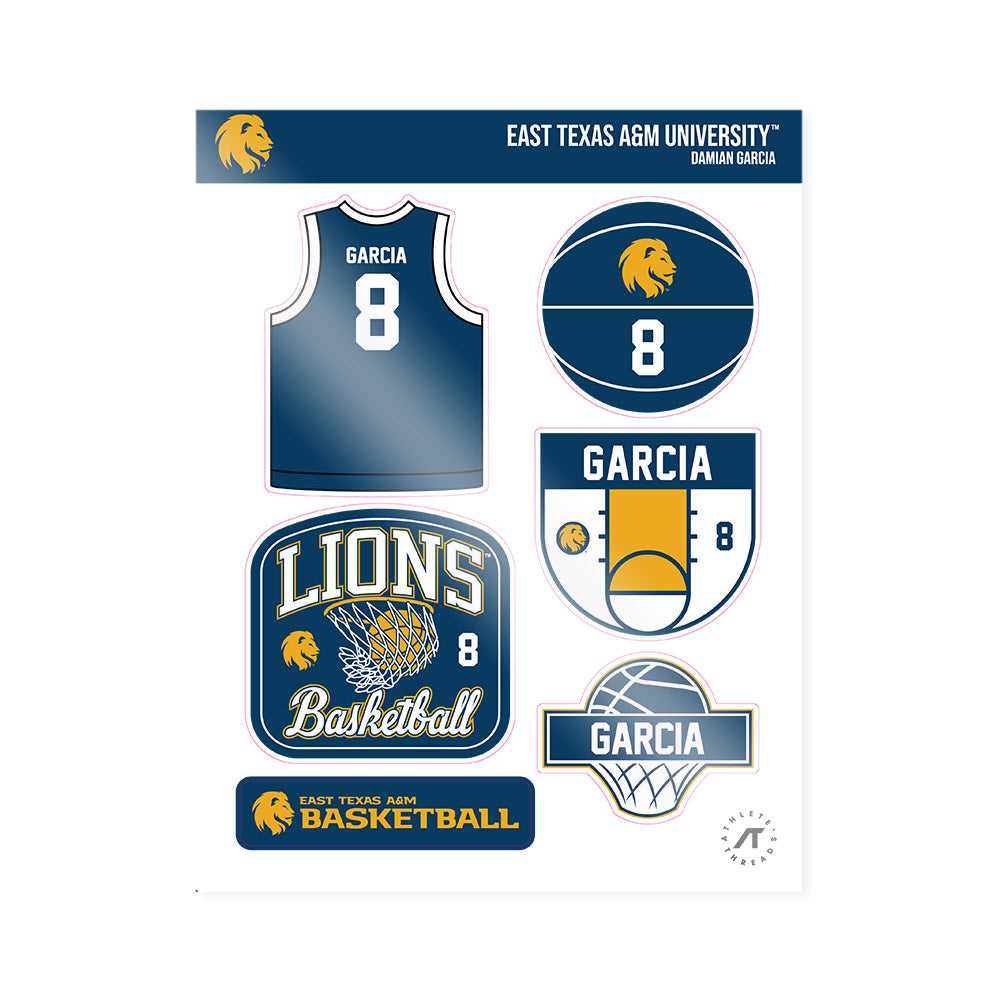 ETAMU - NCAA Men's Basketball : Damian Garcia - Sticker Sheet-0