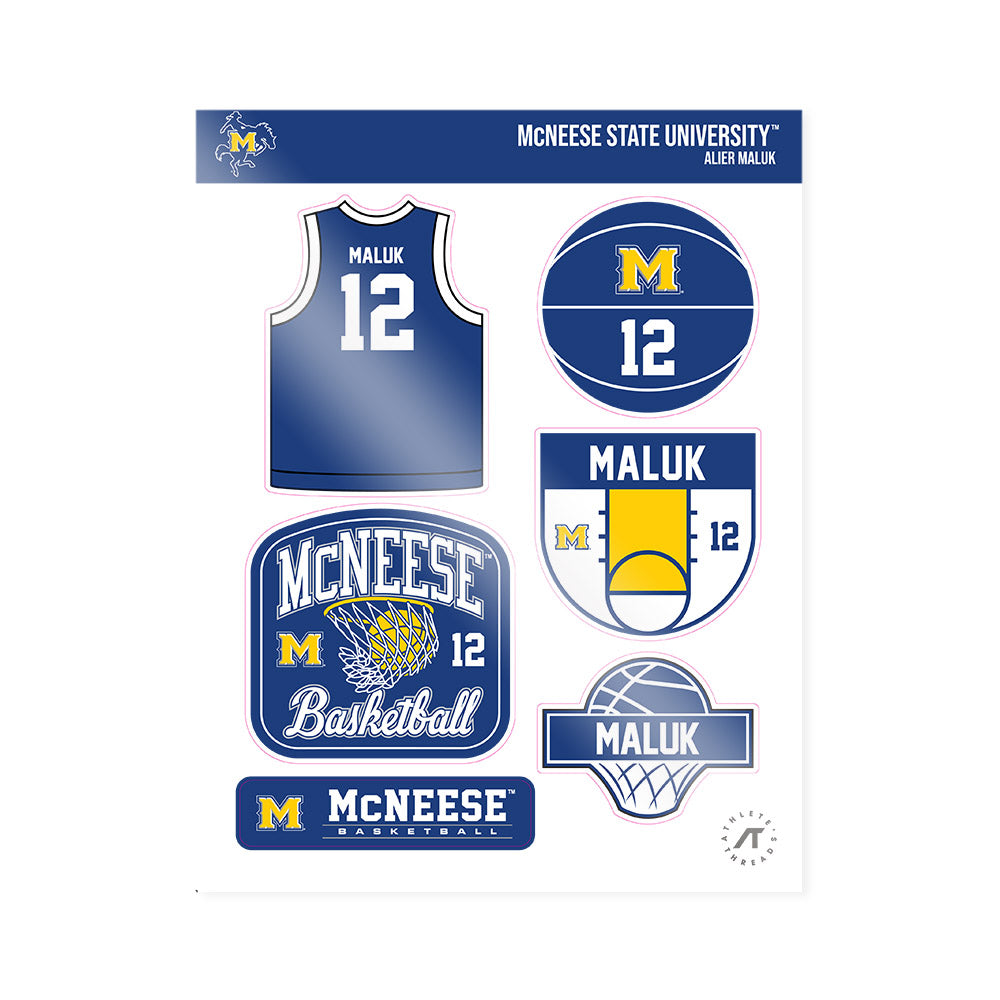 McNeese State - NCAA Men's Basketball : Alier Maluk - Sticker Sheet-0