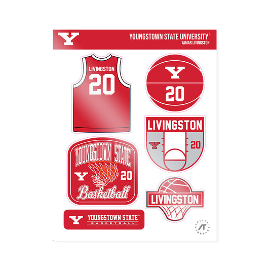 Youngstown State - NCAA Men's Basketball : Jamar Livingston - Sticker Sheet-0