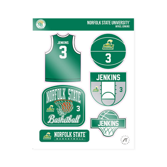 Norfolk State - NCAA Men's Basketball : Mykel Jenkins - Sticker Sheet-0