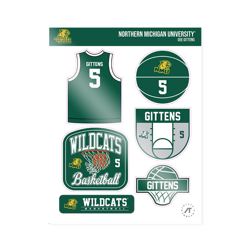 Northern Michigan - NCAA Men's Basketball : Gee Gittens - Sticker Sheet-0