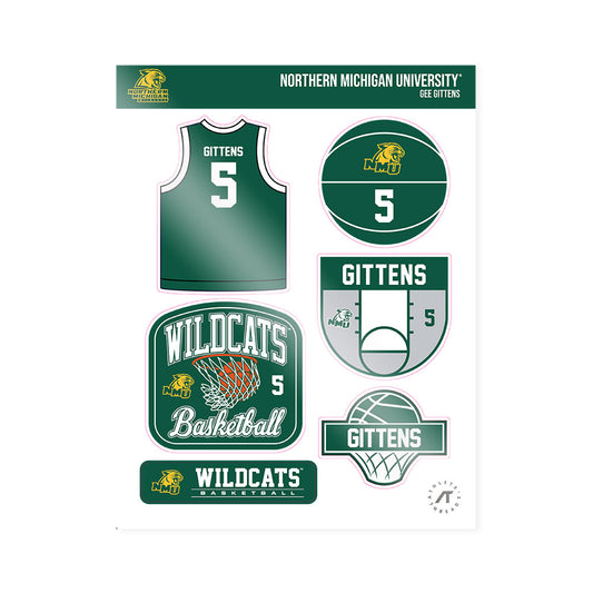 Northern Michigan - NCAA Men's Basketball : Gee Gittens - Sticker Sheet-0