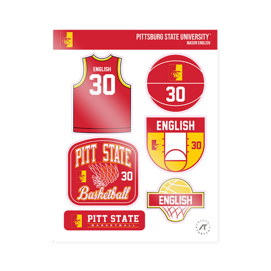 Pitt State - NCAA Men's Basketball : Mason English - Sticker Sheet-0