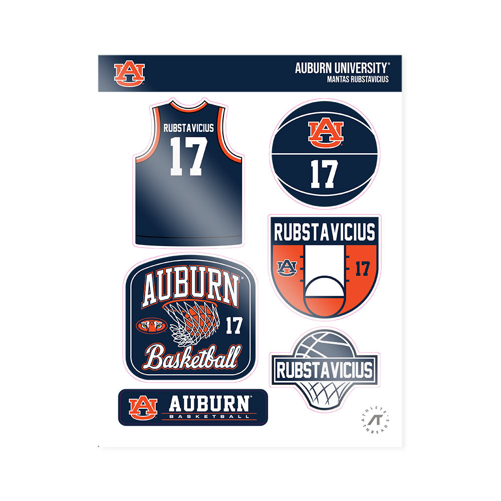 Auburn - NCAA Men's Basketball : Mantas Rubstavicius - Sticker Sheet-0