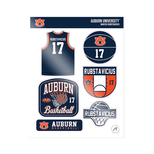 Auburn - NCAA Men's Basketball : Mantas Rubstavicius - Sticker Sheet-0