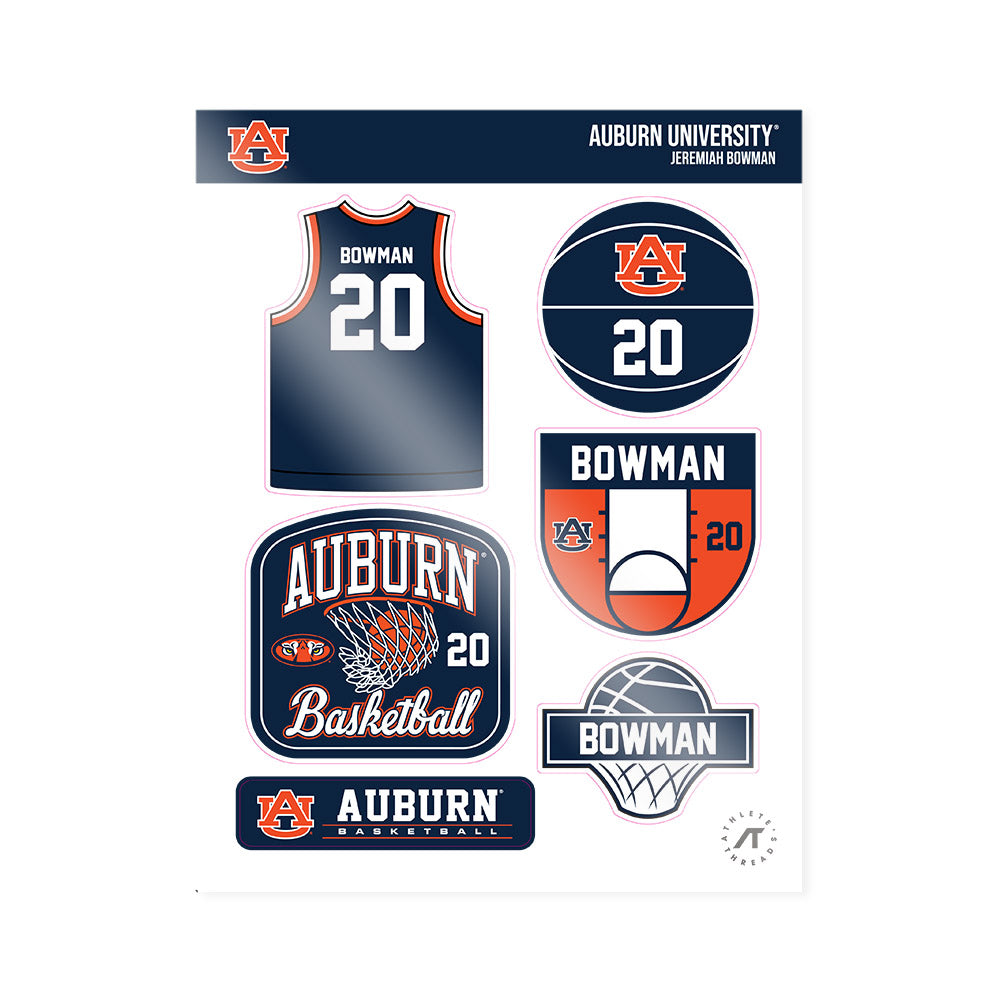 Auburn - NCAA Men's Basketball : Jeremiah Bowman - Sticker Sheet-0
