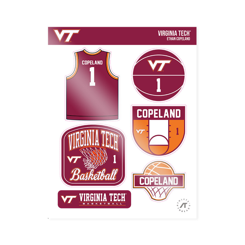 Virginia Tech - NCAA Men's Basketball : Ethan Copeland - Sticker Sheet-0