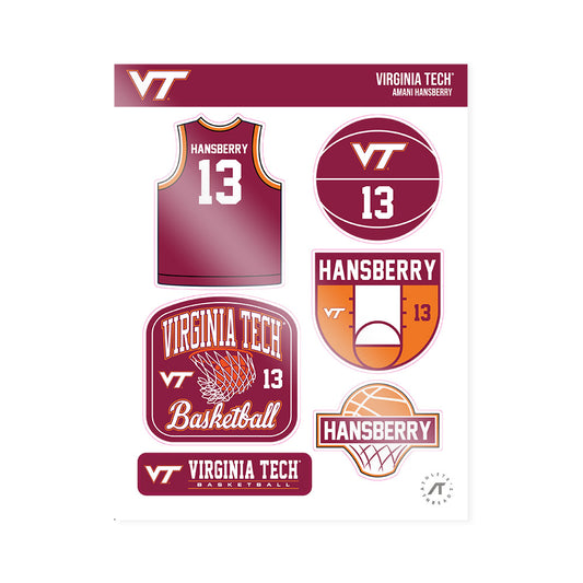 Virginia Tech - NCAA Men's Basketball : Amani Hansberry - Sticker Sheet-0