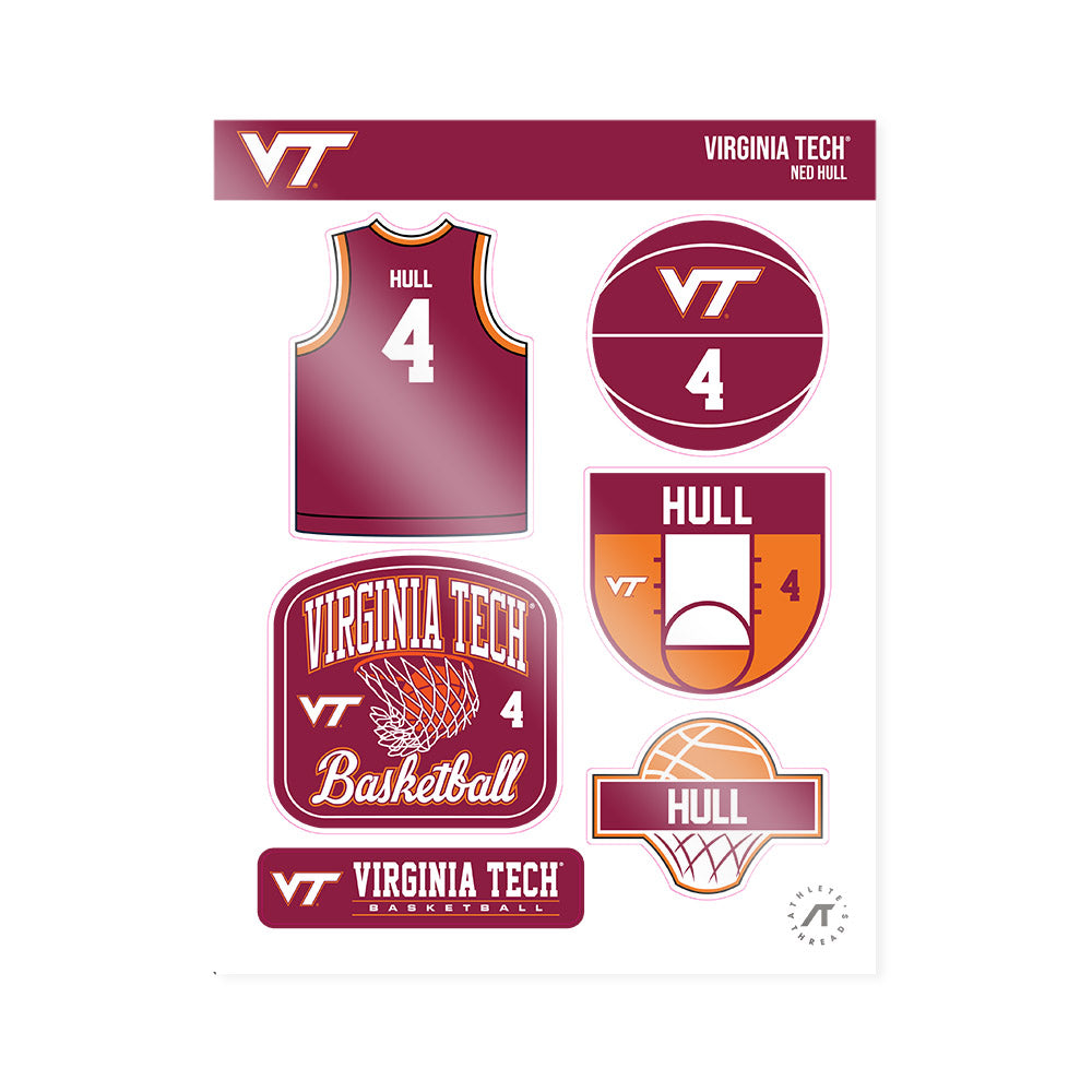 Virginia Tech - NCAA Men's Basketball : Ned Hull - Sticker Sheet-0