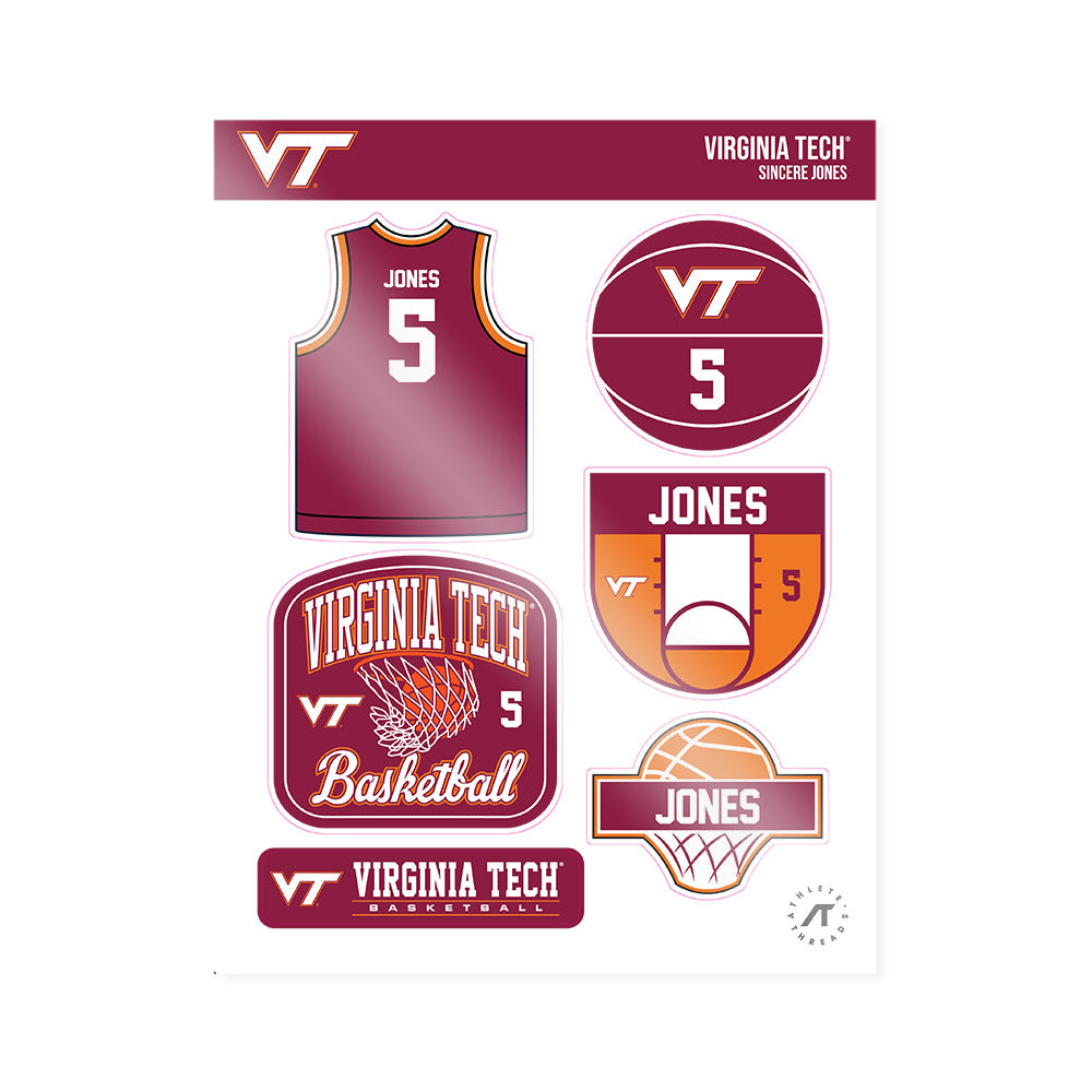 Virginia Tech - NCAA Men's Basketball : SinCere Jones - Sticker Sheet-0
