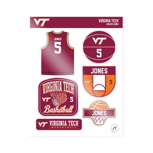 Virginia Tech - NCAA Men's Basketball : SinCere Jones - Sticker Sheet-0