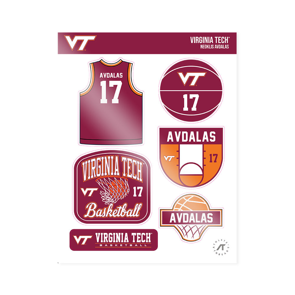 Virginia Tech - NCAA Men's Basketball : Neoklis Avdalas - Sticker Sheet-0