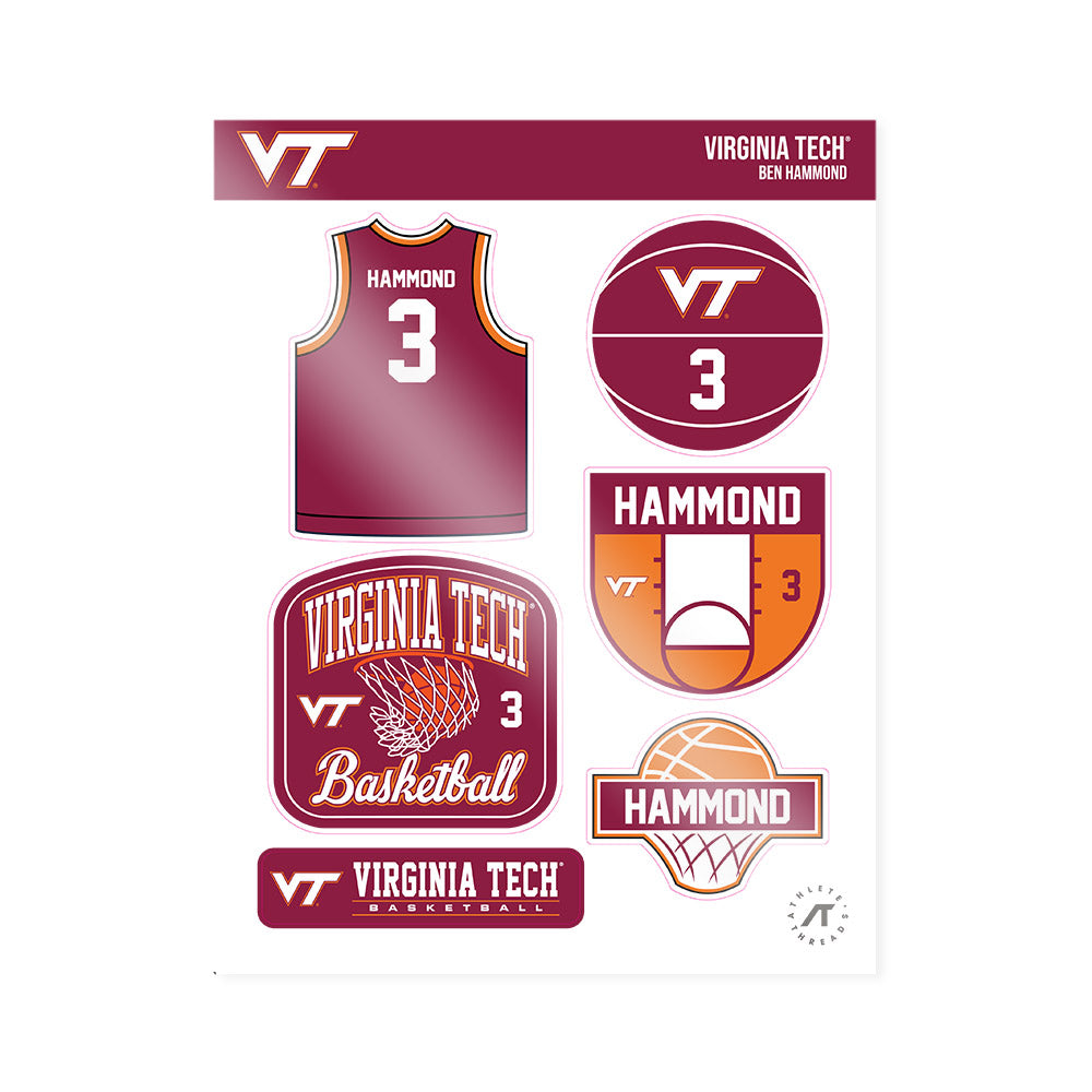 Virginia Tech - NCAA Men's Basketball : Ben Hammond - Sticker Sheet-0