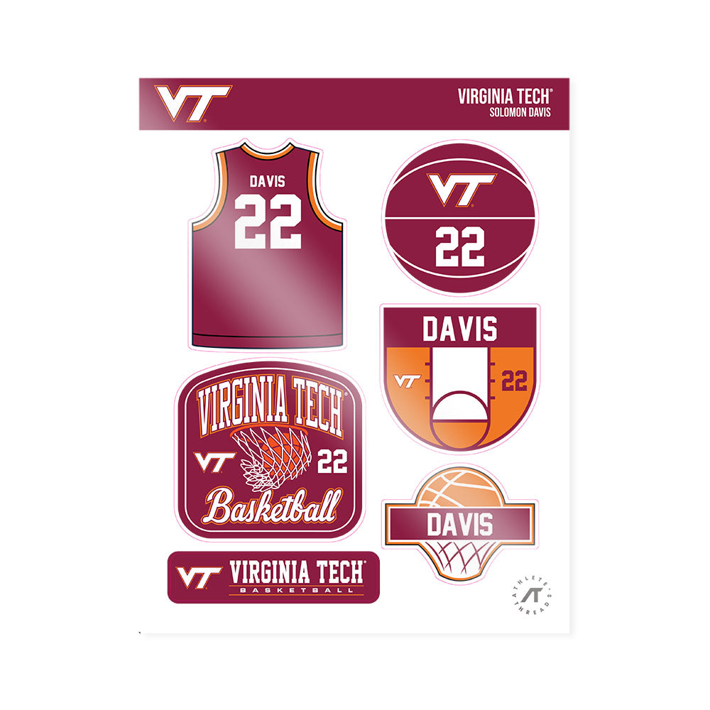 Virginia Tech - NCAA Men's Basketball : Solomon Davis - Sticker Sheet-0