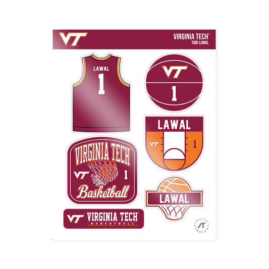 Virginia Tech - NCAA Men's Basketball : Tobi Lawal - Sticker Sheet-0