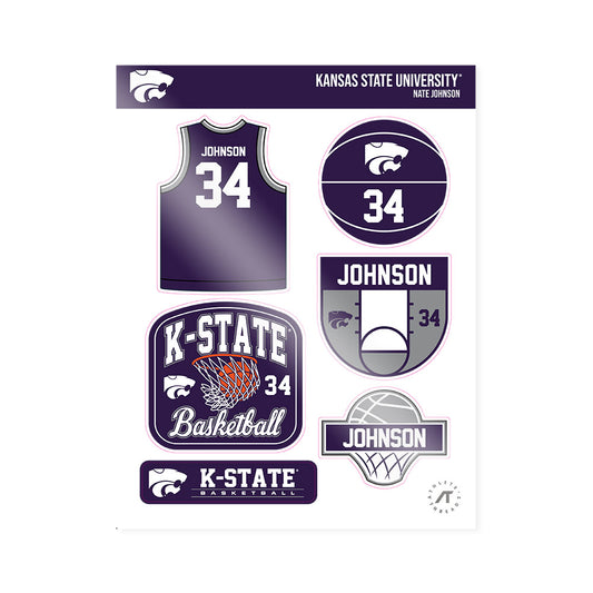 Kansas State - NCAA Men's Basketball : Nate Johnson - Sticker Sheet-0