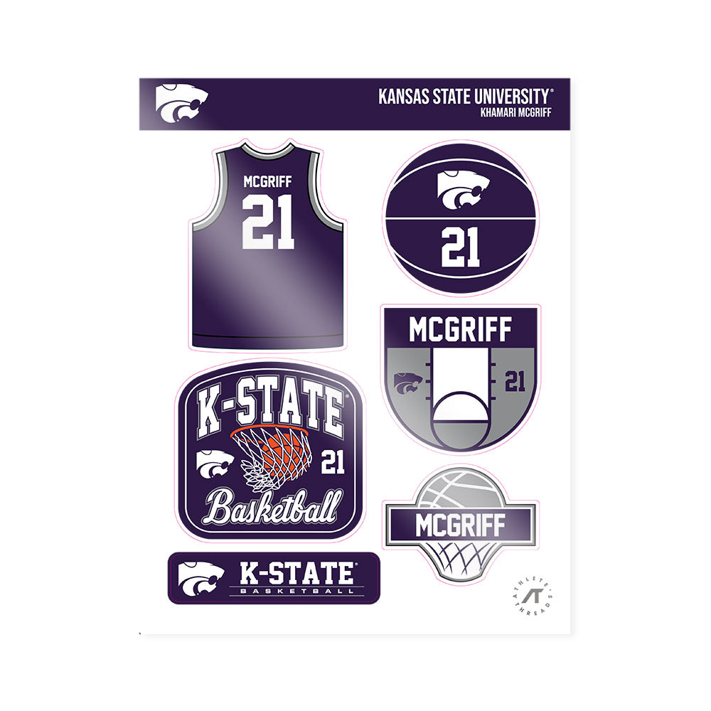 Kansas State - NCAA Men's Basketball : Khamari McGriff - Sticker Sheet-0