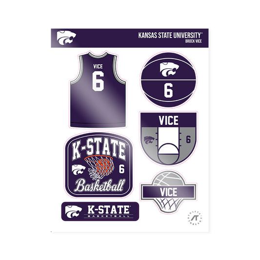 Kansas State - NCAA Men's Basketball : Brock Vice - Sticker Sheet-0