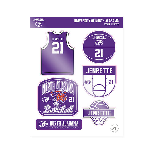 North Alabama - NCAA Men's Basketball : Israel Jenrette - Sticker Sheet-0