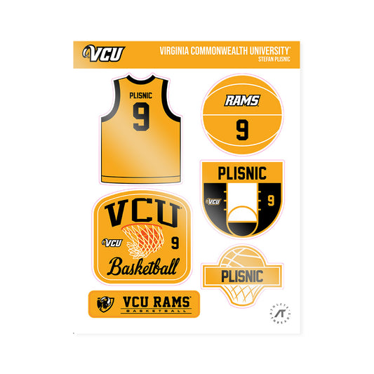 VCU - NCAA Men's Basketball : Stefan Plisnic - Sticker Sheet-0
