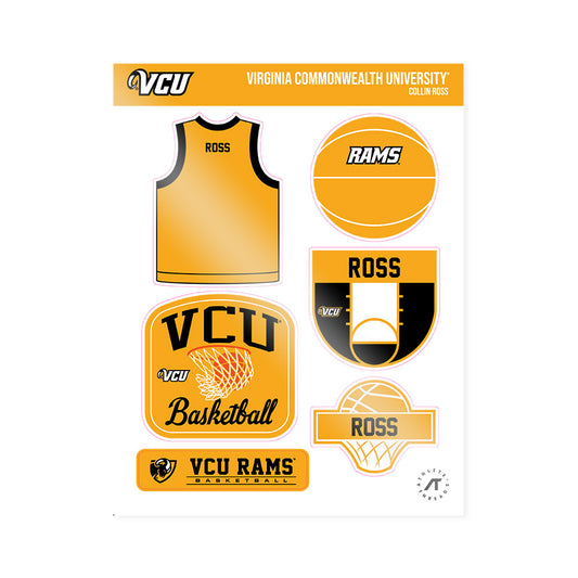 VCU - NCAA Men's Basketball : Collin Ross - Sticker Sheet-0