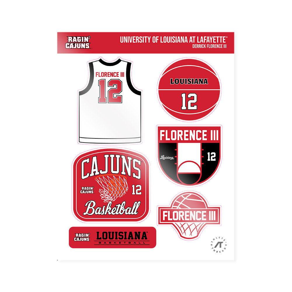 Louisiana - NCAA Men's Basketball : Derrick Florence III - Sticker Sheet-0