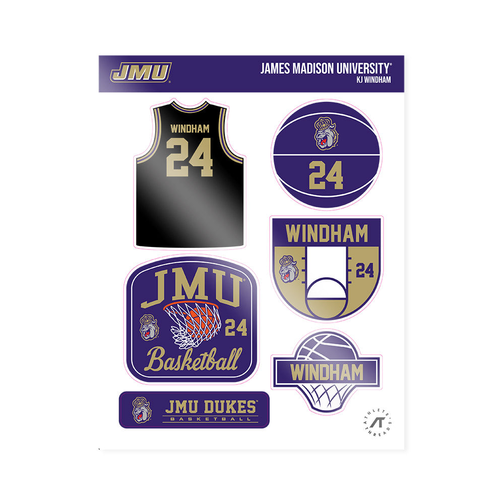 JMU - NCAA Men's Basketball : KJ Windham - Sticker Sheet-0
