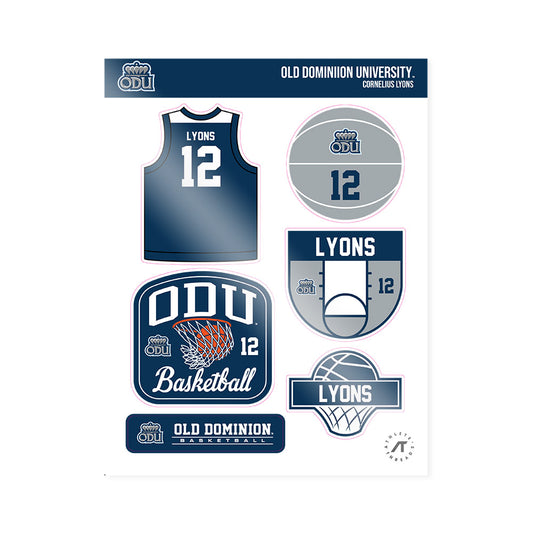 Old Dominion - NCAA Men's Basketball : Cornelius Lyons - Sticker Sheet-0