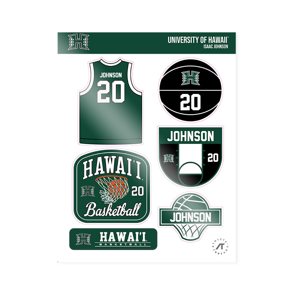 Hawaii - NCAA Men's Basketball : Isaac Johnson - Sticker Sheet-0