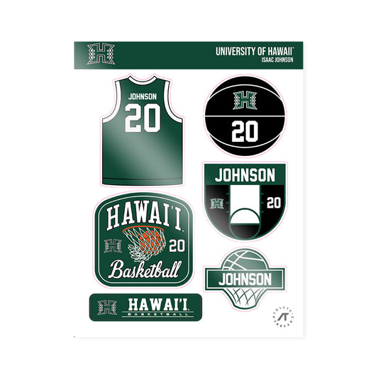 Hawaii - NCAA Men's Basketball : Isaac Johnson - Sticker Sheet-0