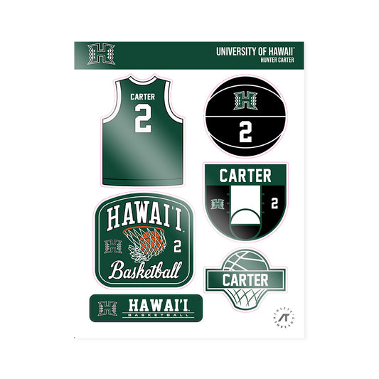 Hawaii - NCAA Men's Basketball : Hunter Carter - Sticker Sheet-0