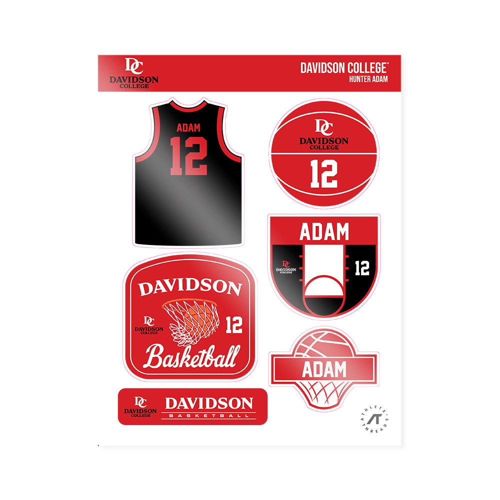 Davidson - NCAA Men's Basketball : Hunter Adam - Sticker Sheet-0