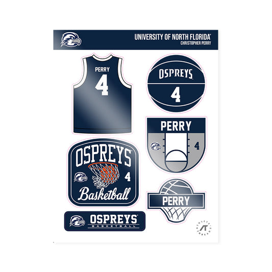 UNF - NCAA Men's Basketball : Christopher Perry - Sticker Sheet-0