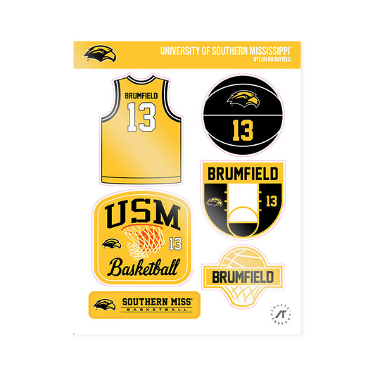 Southern Miss - NCAA Men's Basketball : Dylan Brumfield - Sticker Sheet-0