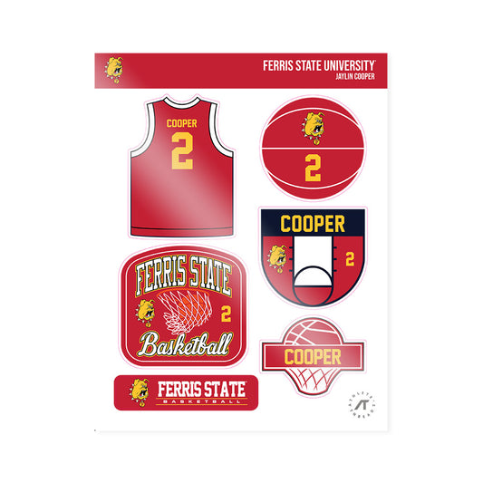 Ferris State - NCAA Men's Basketball : Jaylin Cooper - Sticker Sheet-0