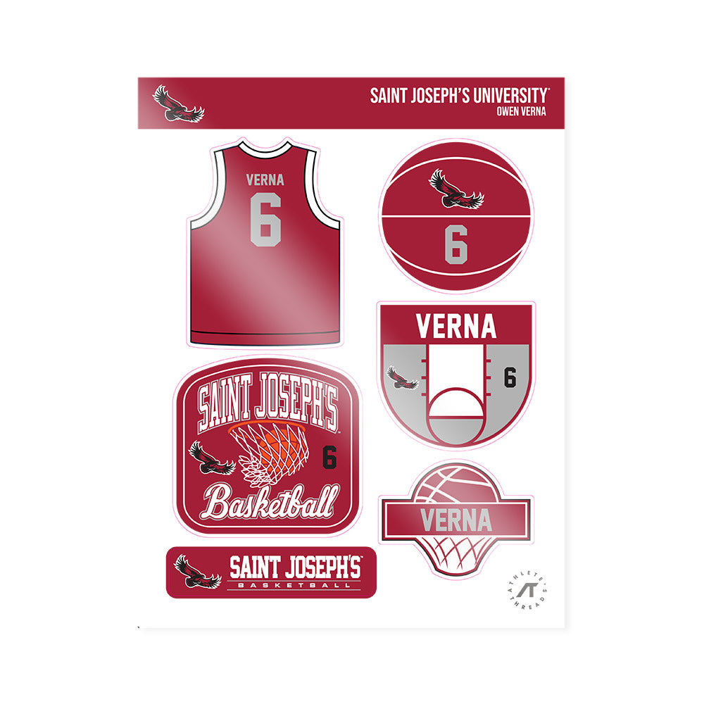 St. Joe's - NCAA Men's Basketball : Owen Verna - Sticker Sheet-0