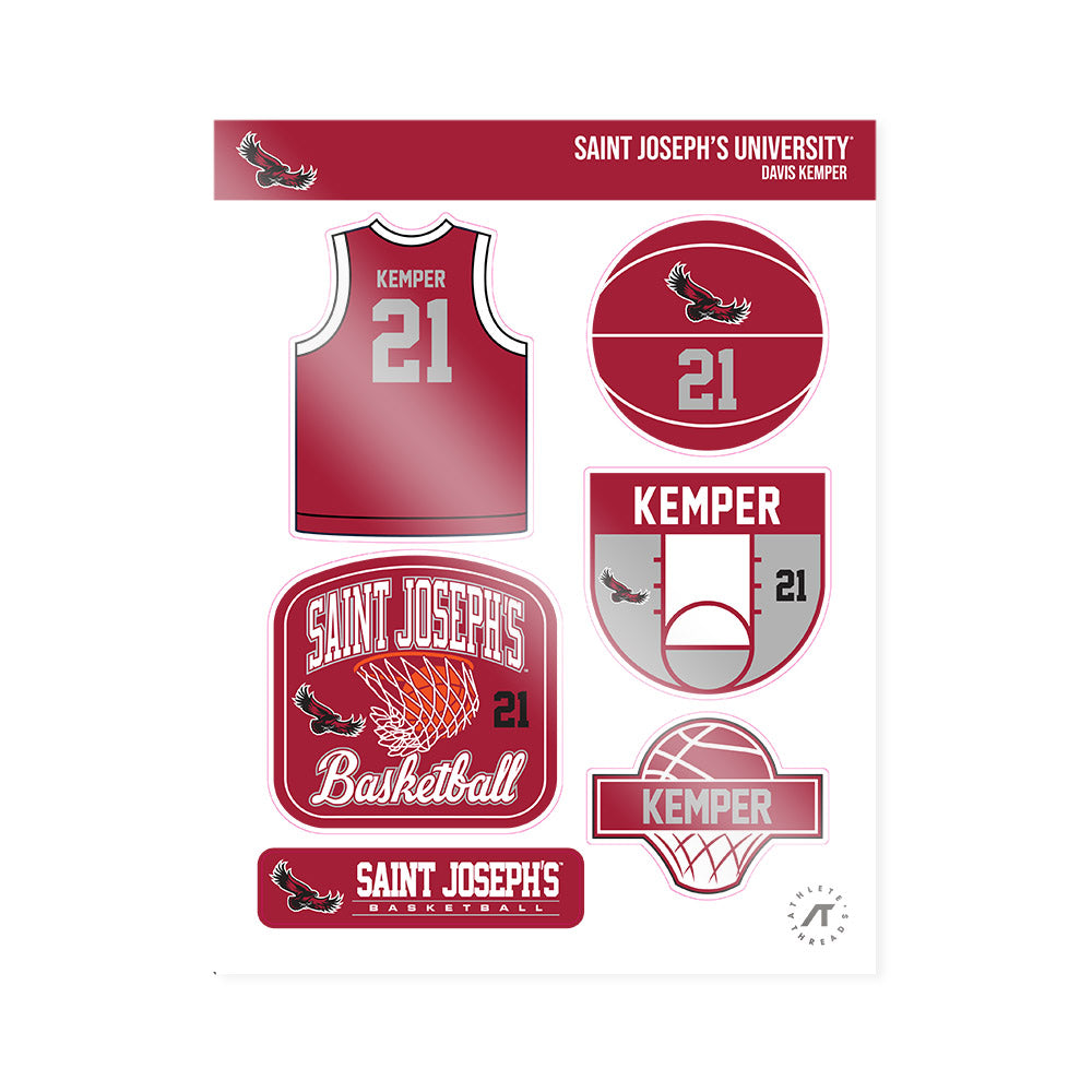 St. Joe's - NCAA Men's Basketball : Davis Kemper - Sticker Sheet-0