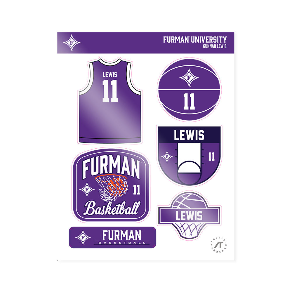 Furman - NCAA Men's Basketball : Gunnar Lewis - Sticker Sheet-0