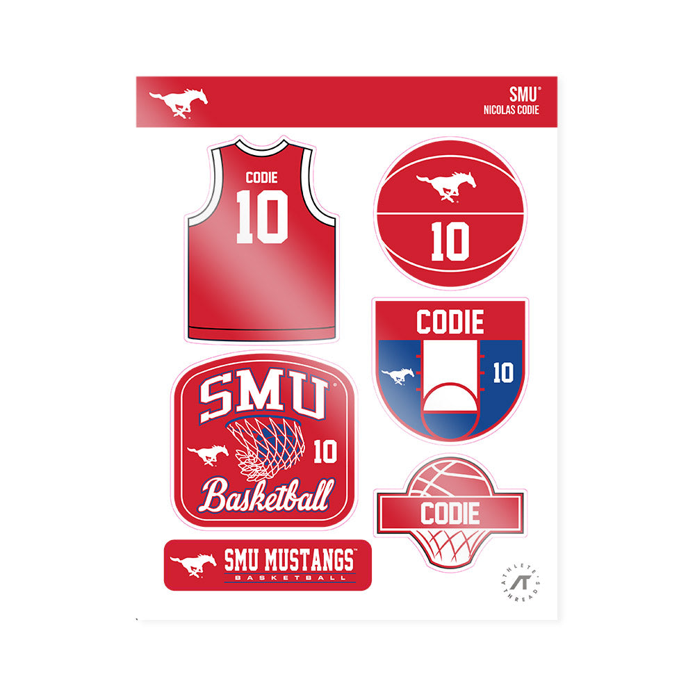SMU - NCAA Men's Basketball : nicolas codie - Sticker Sheet-0