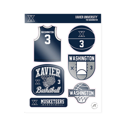Xavier - NCAA Men's Basketball : Tru Washington - Sticker Sheet-0