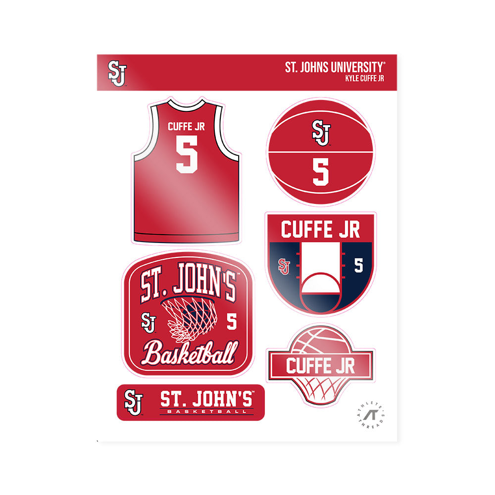 St. Johns - NCAA Men's Basketball : Kyle Cuffe Jr - Sticker Sheet-0