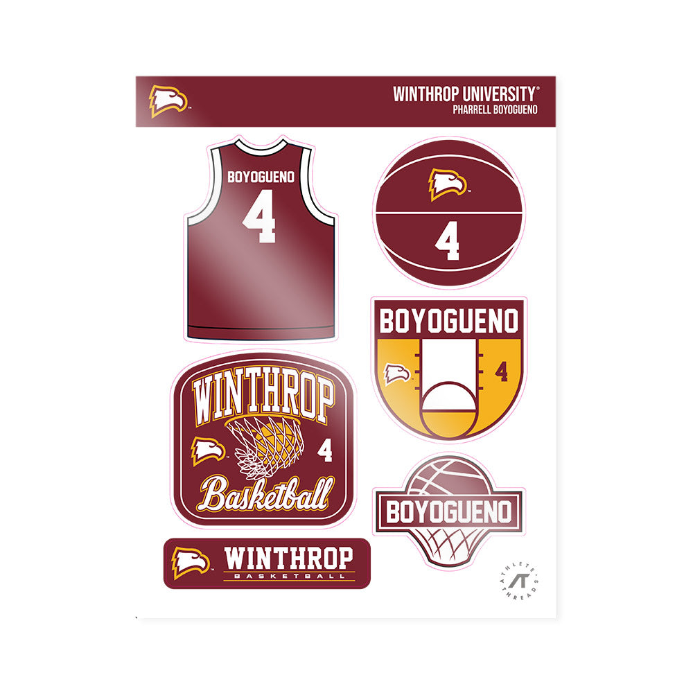 Winthrop - NCAA Men's Basketball : Pharrell Boyogueno - Sticker Sheet-0