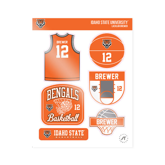 Idaho State - NCAA Men's Basketball : Lachlan Brewer - Sticker Sheet-0