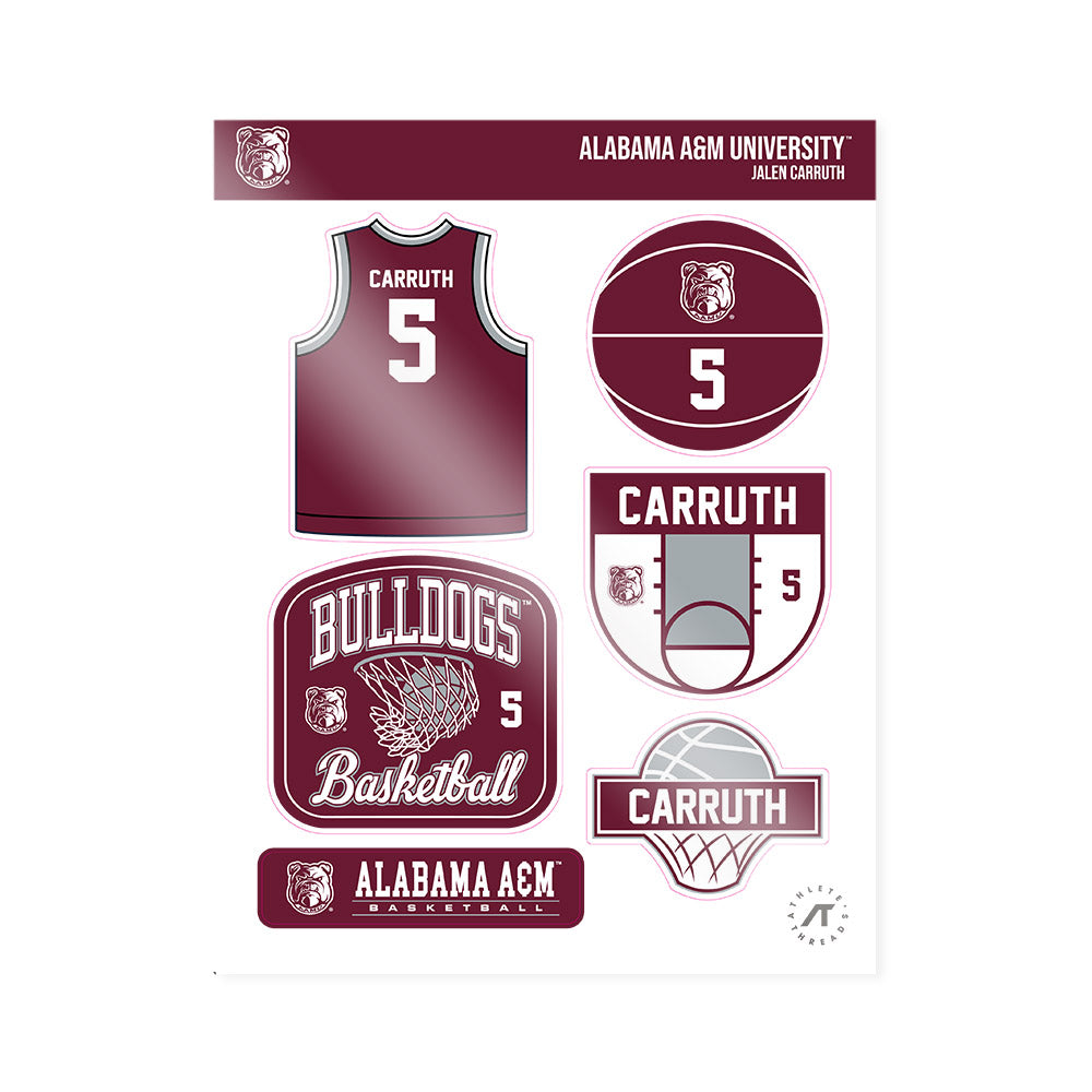 AAMU - NCAA Men's Basketball : Jalen Carruth - Sticker Sheet-0
