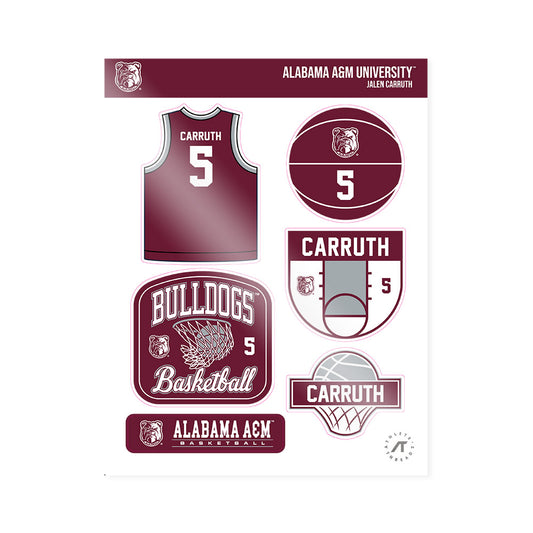 AAMU - NCAA Men's Basketball : Jalen Carruth - Sticker Sheet-0