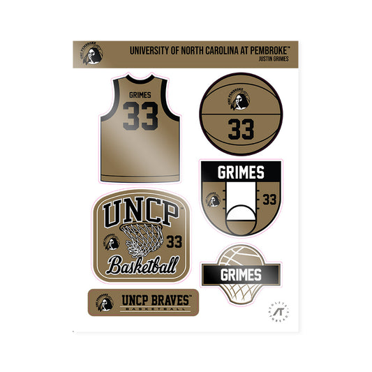 UNC Pembroke - NCAA Men's Basketball : Justin Grimes - Sticker Sheet-0
