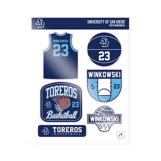 San Diego - NCAA Men's Basketball : Piotr Winkowski - Sticker Sheet-0