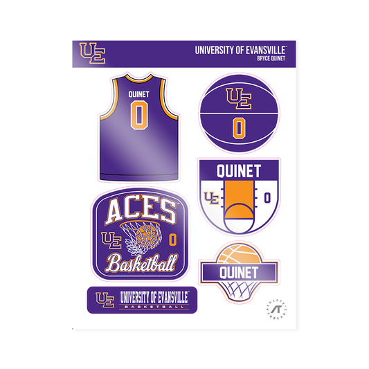 Evansville - NCAA Men's Basketball : Bryce Quinet - Sticker Sheet-0